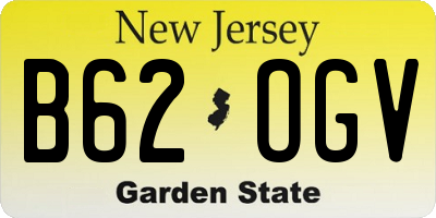 NJ license plate B62OGV