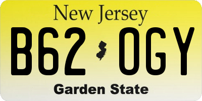 NJ license plate B62OGY