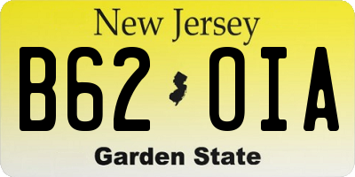 NJ license plate B62OIA