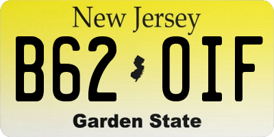 NJ license plate B62OIF