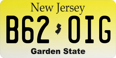 NJ license plate B62OIG
