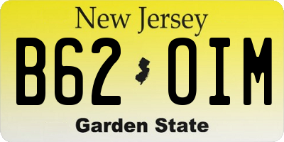 NJ license plate B62OIM