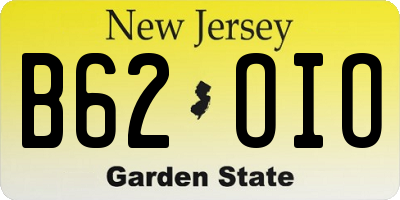 NJ license plate B62OIO
