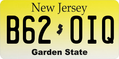 NJ license plate B62OIQ