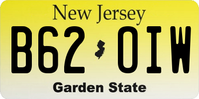 NJ license plate B62OIW