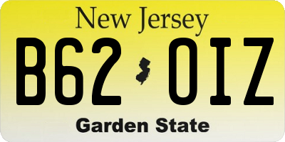 NJ license plate B62OIZ