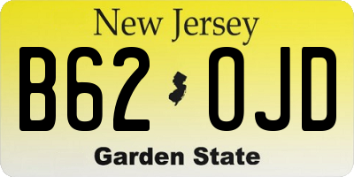 NJ license plate B62OJD
