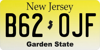 NJ license plate B62OJF