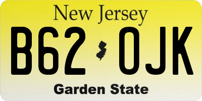 NJ license plate B62OJK