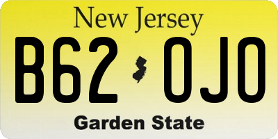 NJ license plate B62OJO