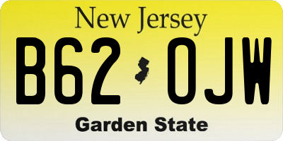 NJ license plate B62OJW