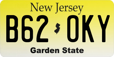 NJ license plate B62OKY