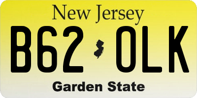 NJ license plate B62OLK