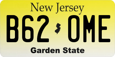 NJ license plate B62OME