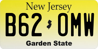 NJ license plate B62OMW