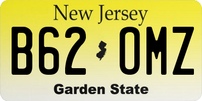 NJ license plate B62OMZ