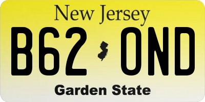 NJ license plate B62OND