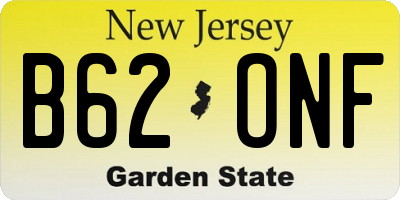 NJ license plate B62ONF