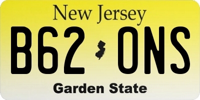 NJ license plate B62ONS