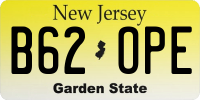NJ license plate B62OPE