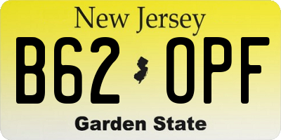 NJ license plate B62OPF