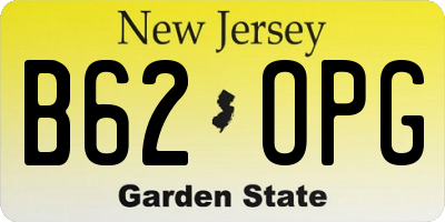 NJ license plate B62OPG