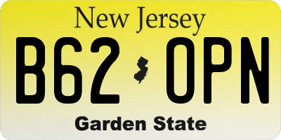 NJ license plate B62OPN