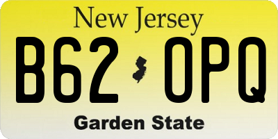 NJ license plate B62OPQ