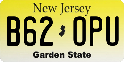 NJ license plate B62OPU
