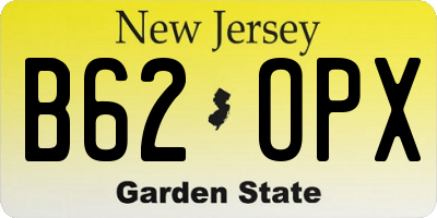 NJ license plate B62OPX