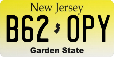 NJ license plate B62OPY
