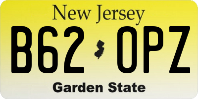 NJ license plate B62OPZ
