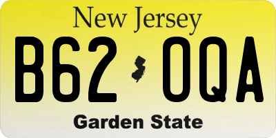 NJ license plate B62OQA