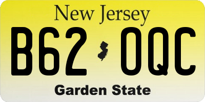 NJ license plate B62OQC