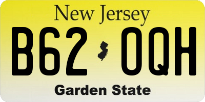 NJ license plate B62OQH