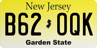 NJ license plate B62OQK