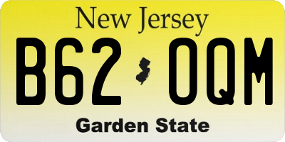 NJ license plate B62OQM