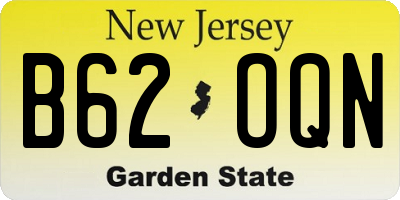 NJ license plate B62OQN