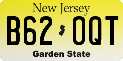 NJ license plate B62OQT