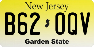 NJ license plate B62OQV