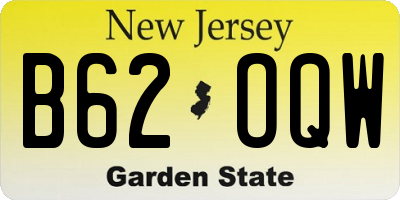NJ license plate B62OQW