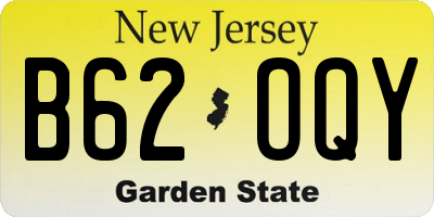 NJ license plate B62OQY