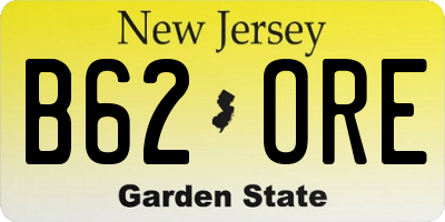 NJ license plate B62ORE