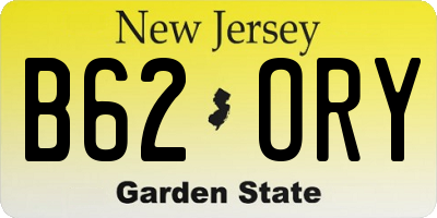 NJ license plate B62ORY