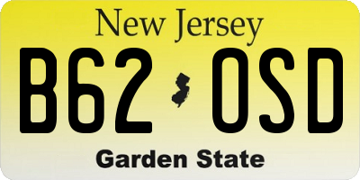 NJ license plate B62OSD