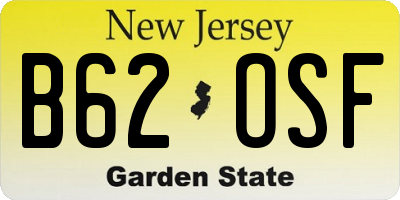NJ license plate B62OSF