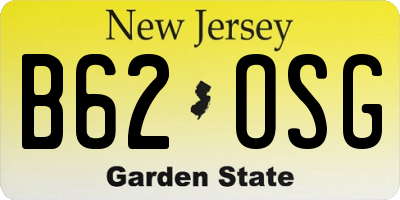 NJ license plate B62OSG