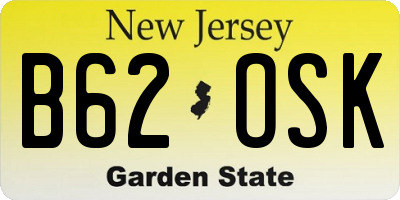 NJ license plate B62OSK