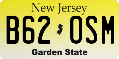 NJ license plate B62OSM