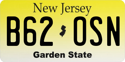 NJ license plate B62OSN